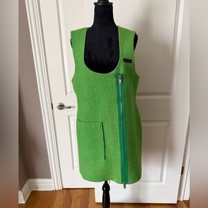 Ganni Bright Green Sleeveless Zip Front Tunic